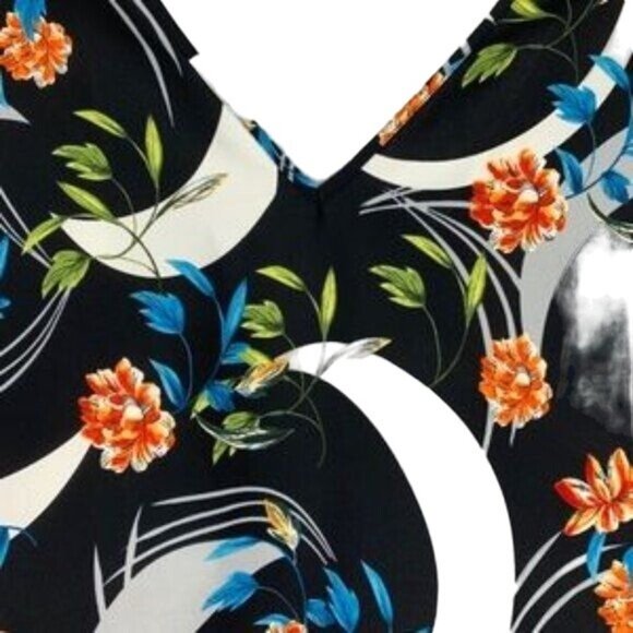 Alfani Multicolor Crescent Floral Blouse 3/4 Sleeves w/ Ruffles Size 3X - Picture 5 of 13